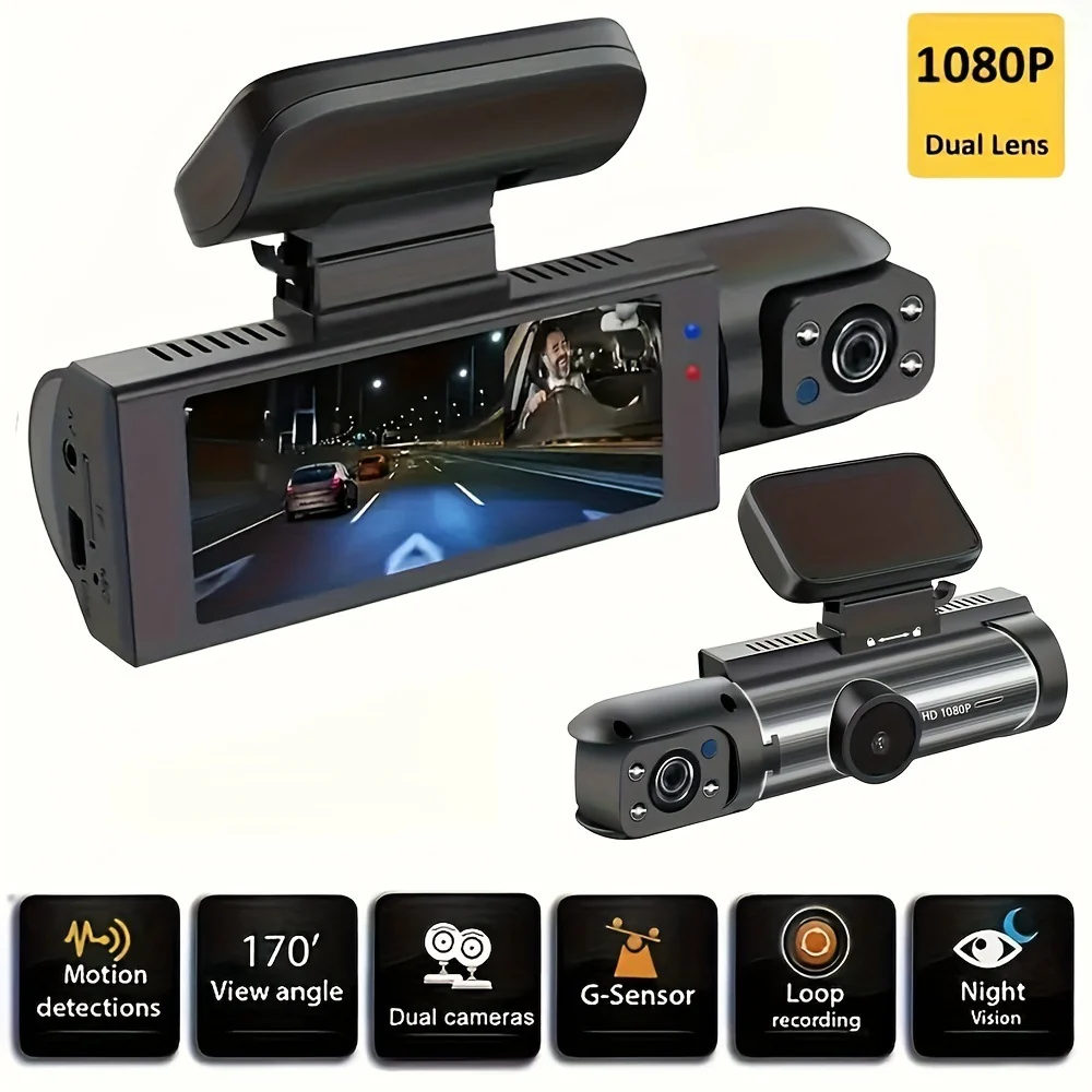 Dashcam Bil Fram och Bak - 1080P Dubbel Bilkamera med 3.0" Skärm, Night Vision, Loop och Rörelsedetektor - Bild 6