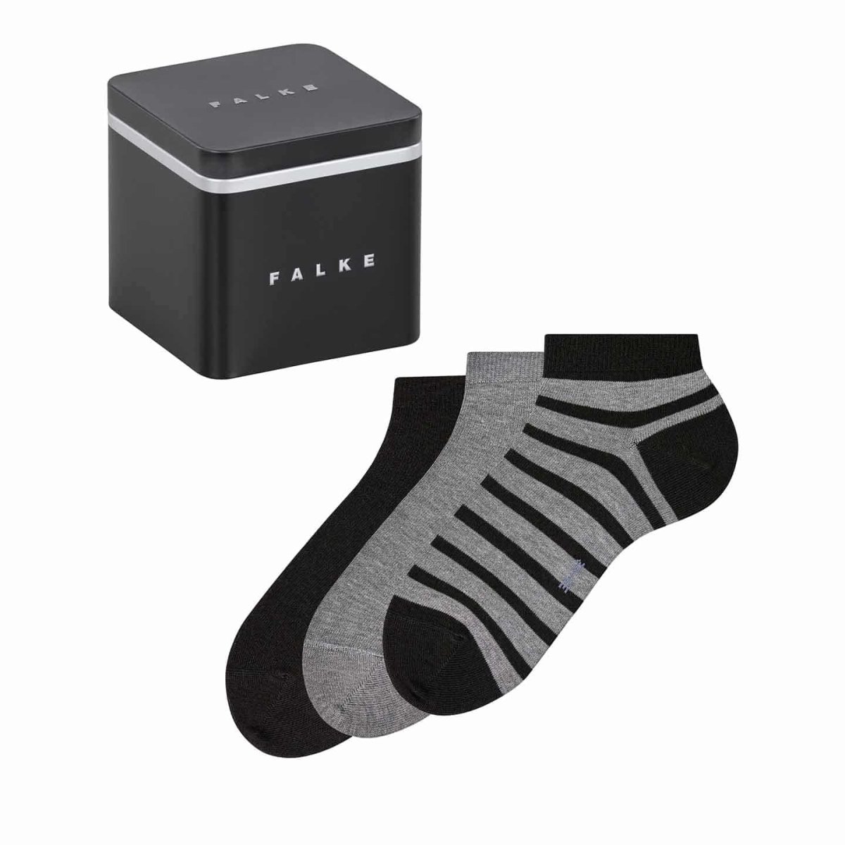 FALKE Happy Box Sneaker Grey, 3-pack herrstrumpor