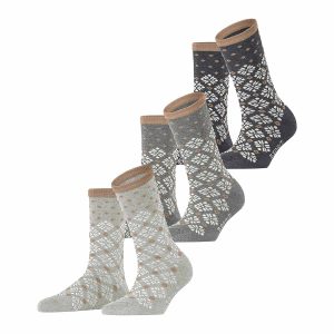 ESPRIT Norwegian Grey damstrumpor eko bomull, 3-pack