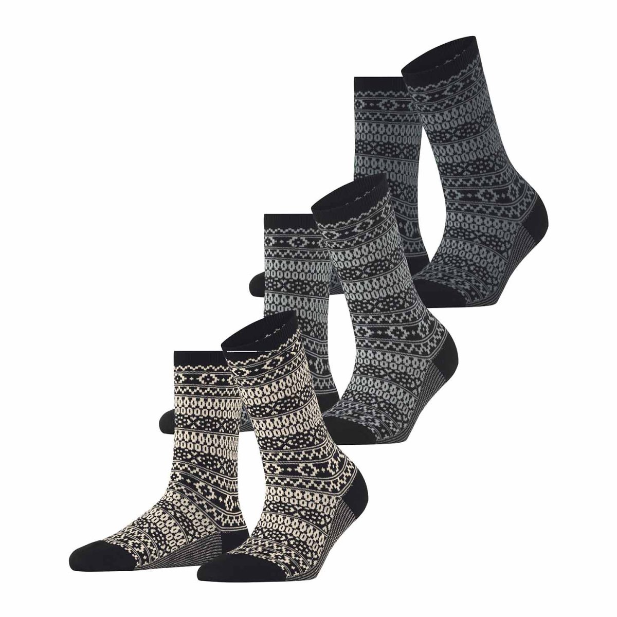 ESPRIT Sami Black Boot Socks, dam, eko bomull, 3-pack