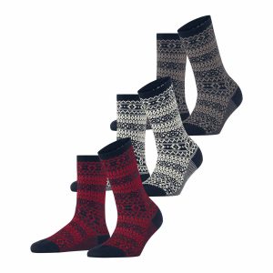 ESPRIT Sami Marine Boot Socks, dam, eko bomull, 3-pack