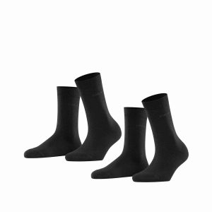 ESPRIT Basic Easy Black damstrumpor eko bomull, 2-pack