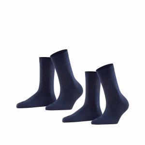 ESPRIT Basic Easy Marine damstrumpor eko bomull, 2-pack