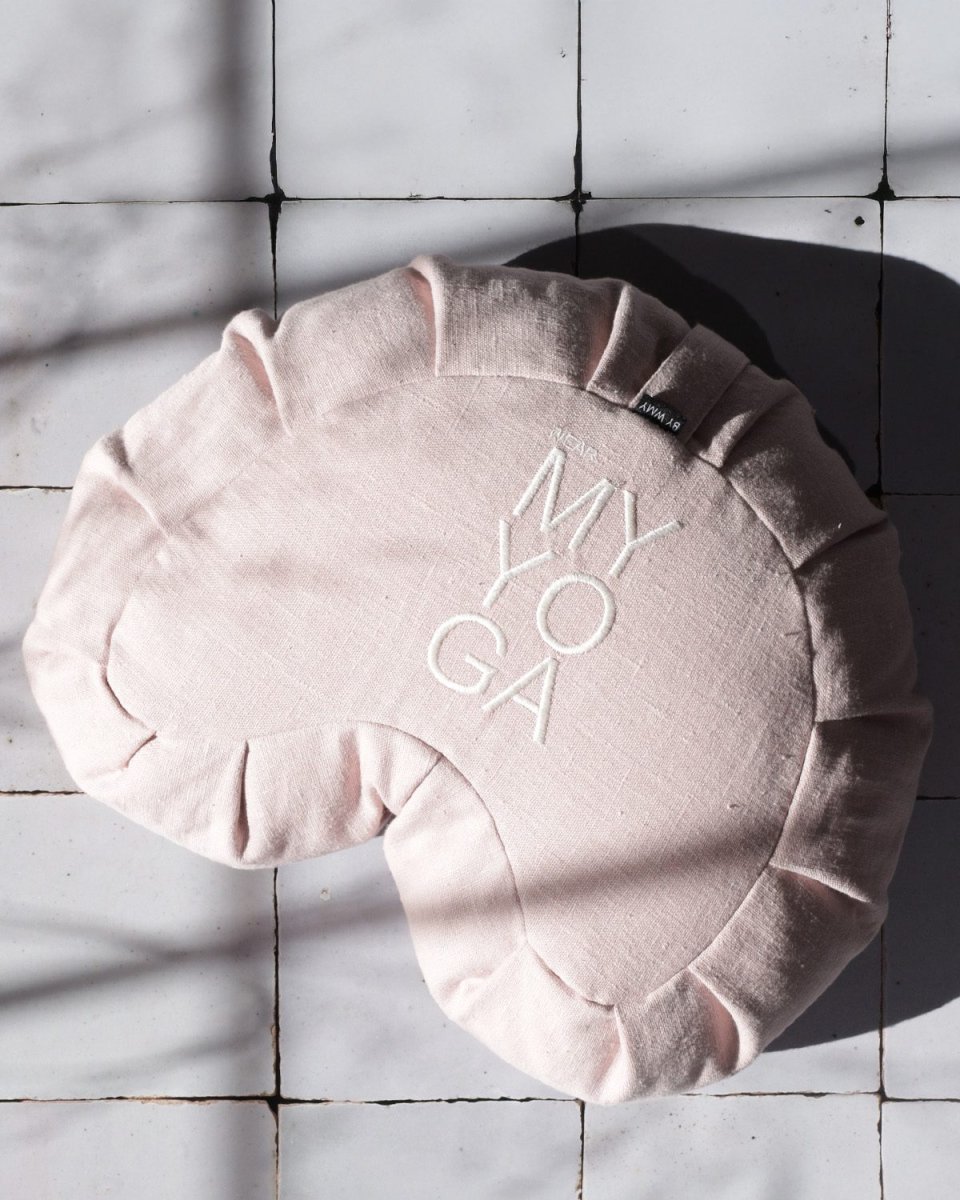 Crescent Meditationskudde Linne Rosa