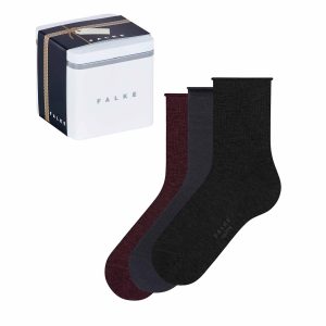 FALKE Happy Giftbox Black, 3-pack damstrumpor