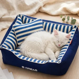 Cozy - Randig Hundsoffa & Katt & hundsäng med Kudde - Mjuk och Tvättbar