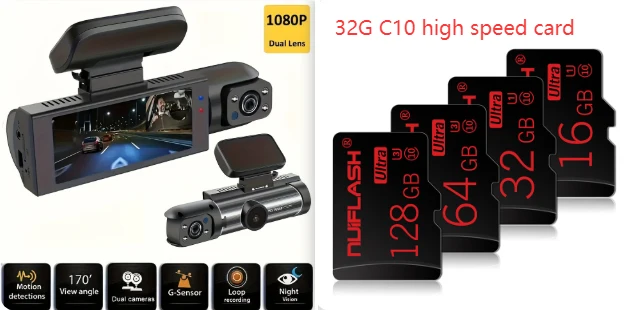 Dashcam Bil Fram och Bak - 1080P Dubbel Bilkamera med 3.0" Skärm, Night Vision, Loop och Rörelsedetektor - Bild 3