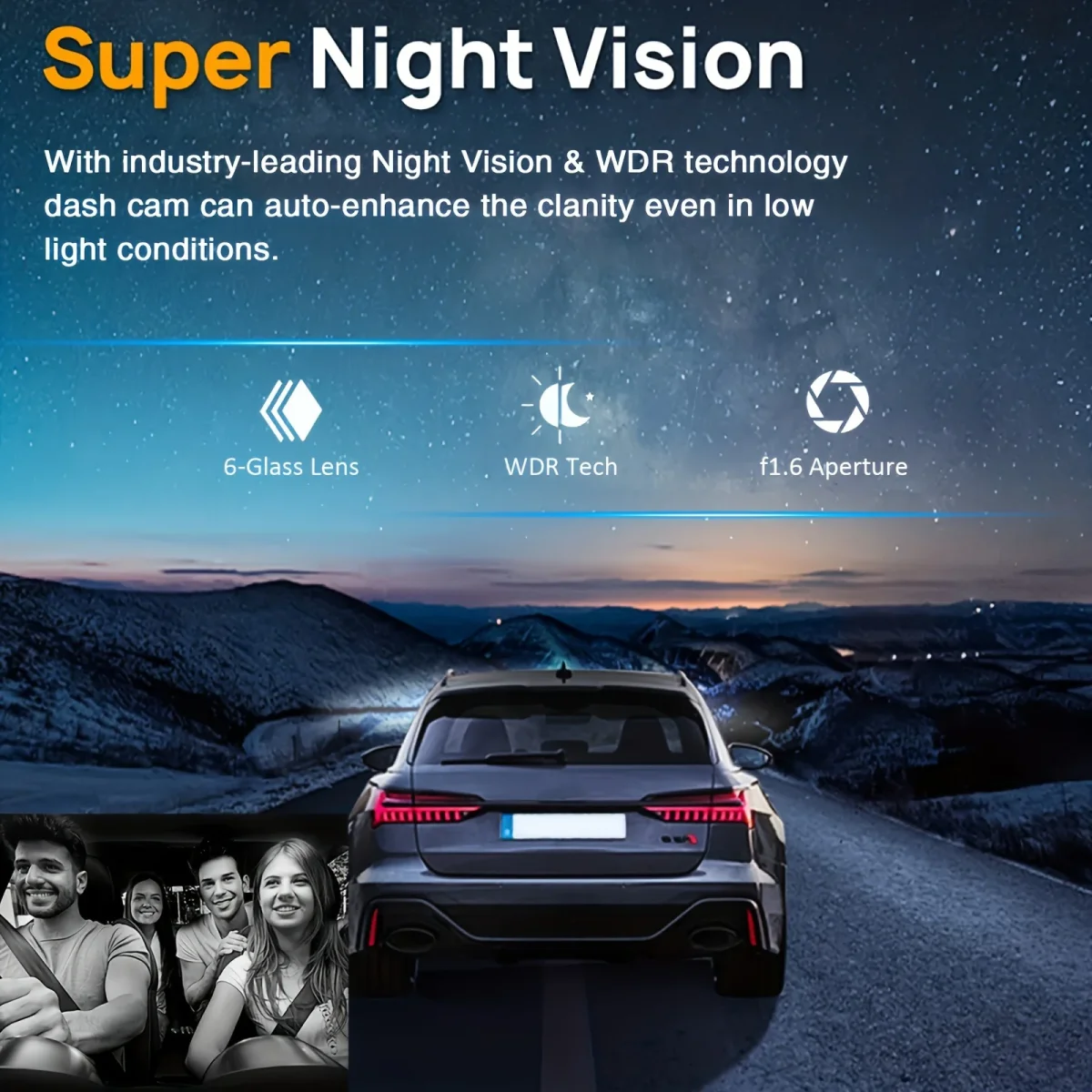 Dashcam Bil Fram och Bak - 1080P Dubbel Bilkamera med 3.0" Skärm, Night Vision, Loop och Rörelsedetektor - Bild 5