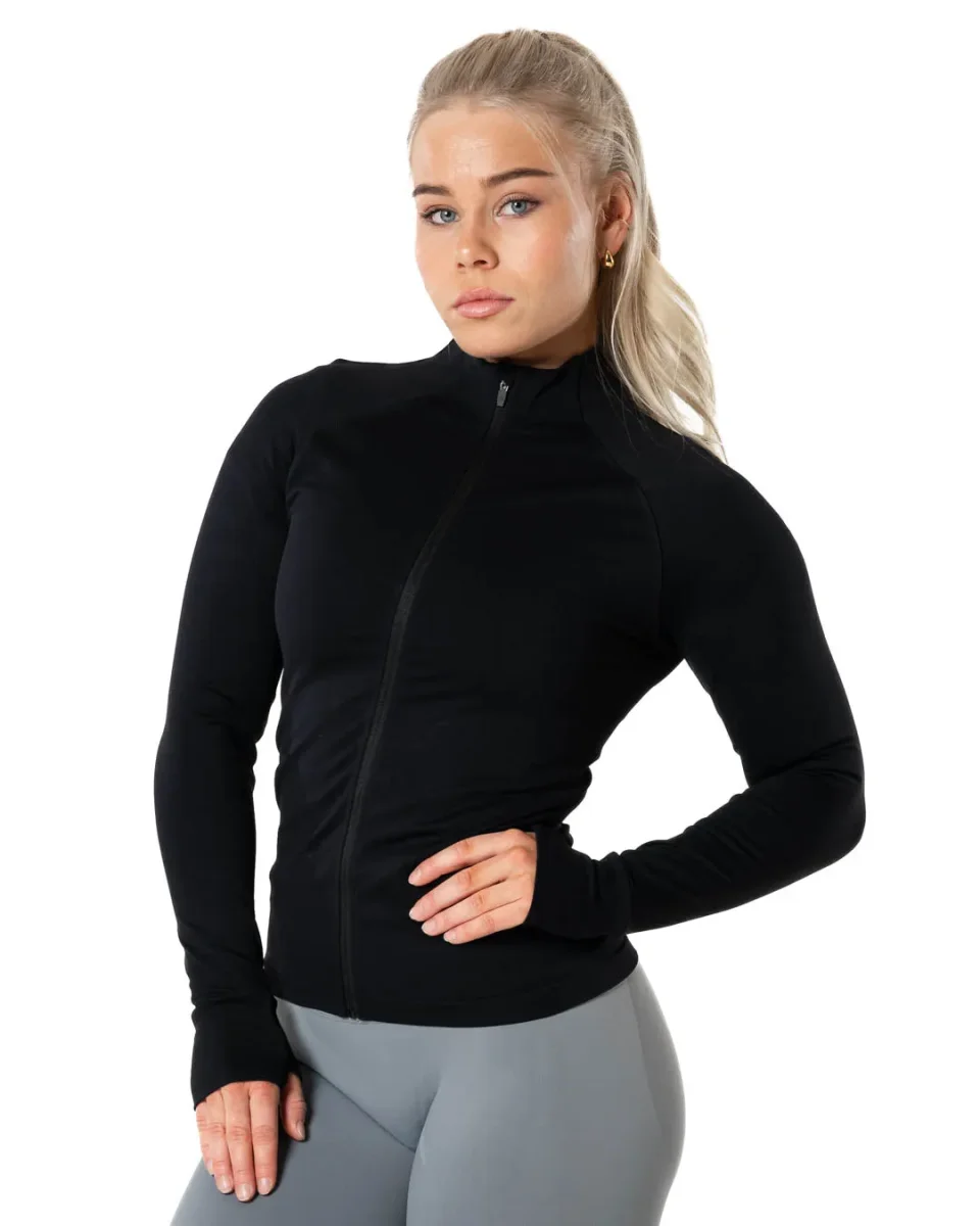 Aura Seamless Zip Longsleeve - Black - Bild 2