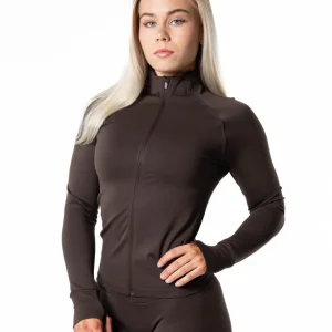 Aura Seamless Zip Longsleeve - Espresso brown