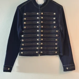Cirkusdirektörs-jacka med snygg knäppning - Mörk denim/Svart