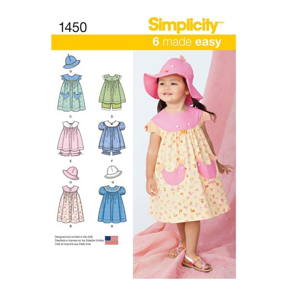 1450 Simplicity Barnmönster klänning byxa hatt - Bild 2