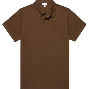 Sunspel SS Riviera Polo – Dark Walnut
