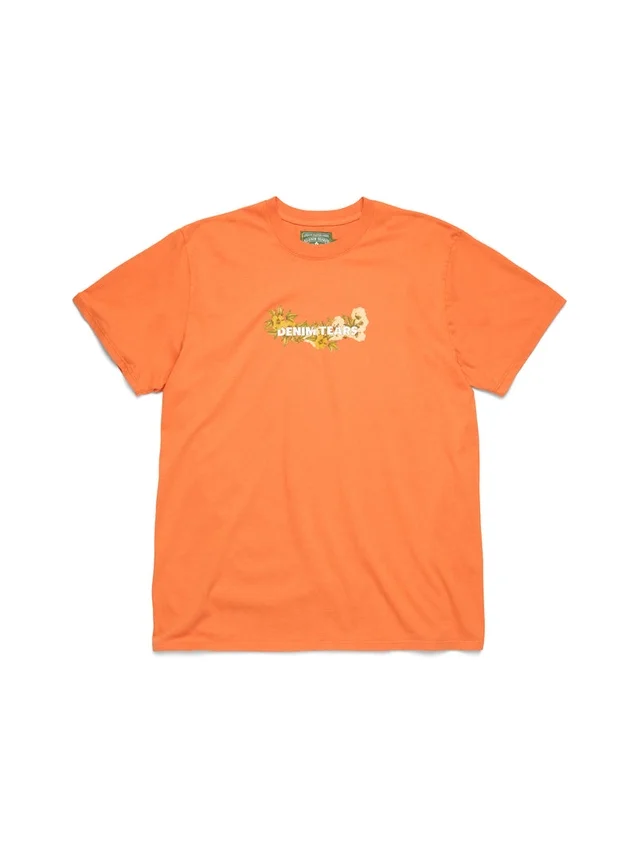 Bomullströja med blommigt logo, orange