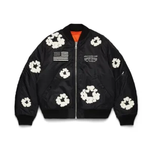 Cotton Wreath-jacka i bomull med krans, MA-1, svart