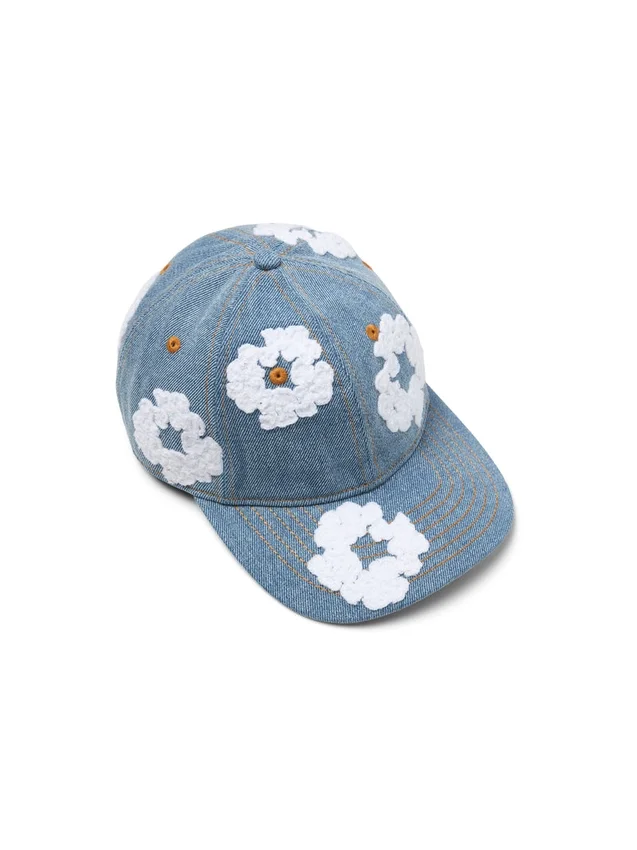 Cotton Wreath med raw denim och kransmönster, ljus tvätt - Bild 2