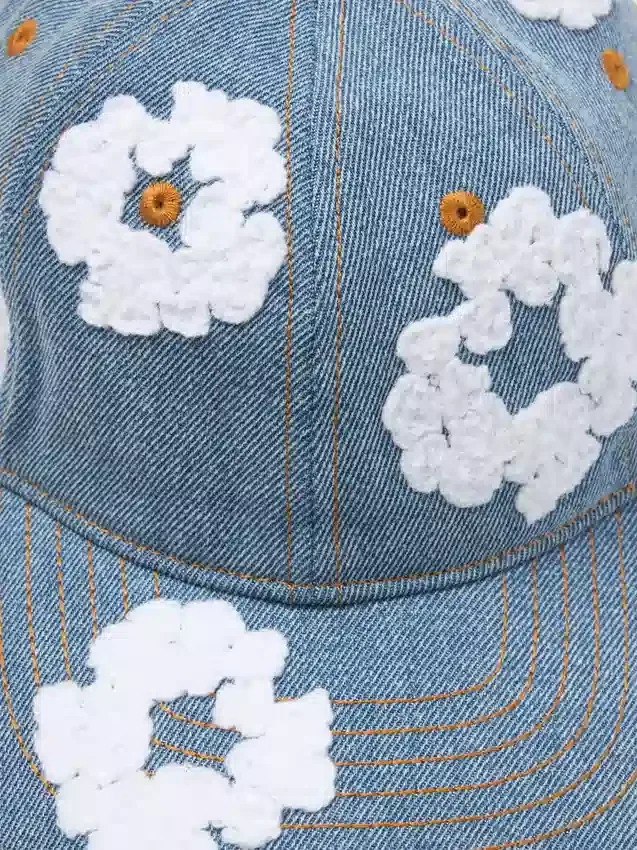 Cotton Wreath med raw denim och kransmönster, ljus tvätt - Bild 4
