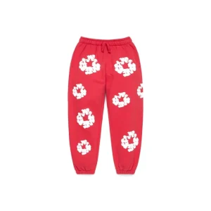 Cotton Wreath Sweatpant, röda