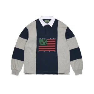 Cotton Wreath-tröja i bomull med krans och panafrikansk flagga, grå/marinblå