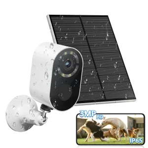 Solar Övervakningskamera Utomhus Trådlös - Säkerhetskamera WiFi med Solpanel - 3MP 2K HD, IP65 Vattentät, AI Human Detection, Färg Mörkerseende