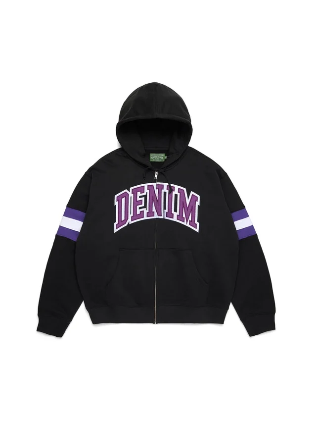 DT Stripe-hoodie med dragkedja, svart