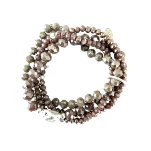 ELASTISK ARMBAND SILVER & LJUSROSA