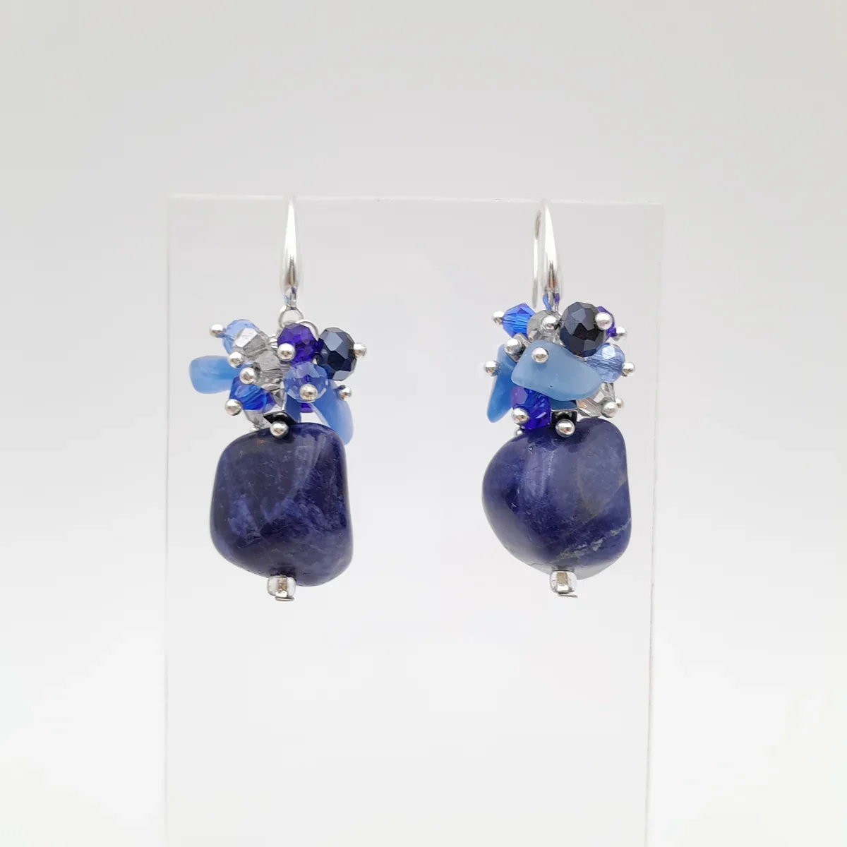 GEMSTONE ÖRHÄNGEN SODALITE & SILVER