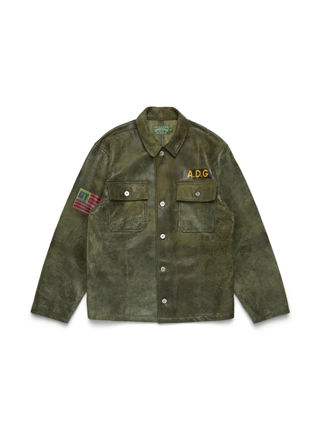 Läder-djungelskjorta i armégrönt - Bild 2