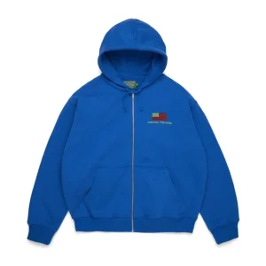 Pan-afrikansk hoodie med dragkedja, blå