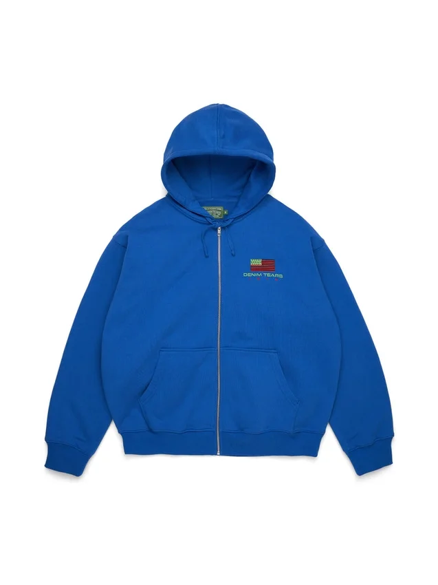 Pan-afrikansk hoodie med dragkedja, blå