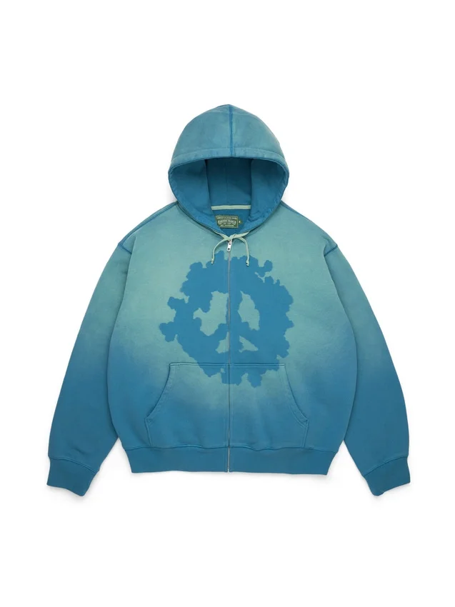 Peace Wreath Knockout Zip Hoodie Blå