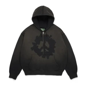 Peace Wreath Knockout Zip Hoodie Svart