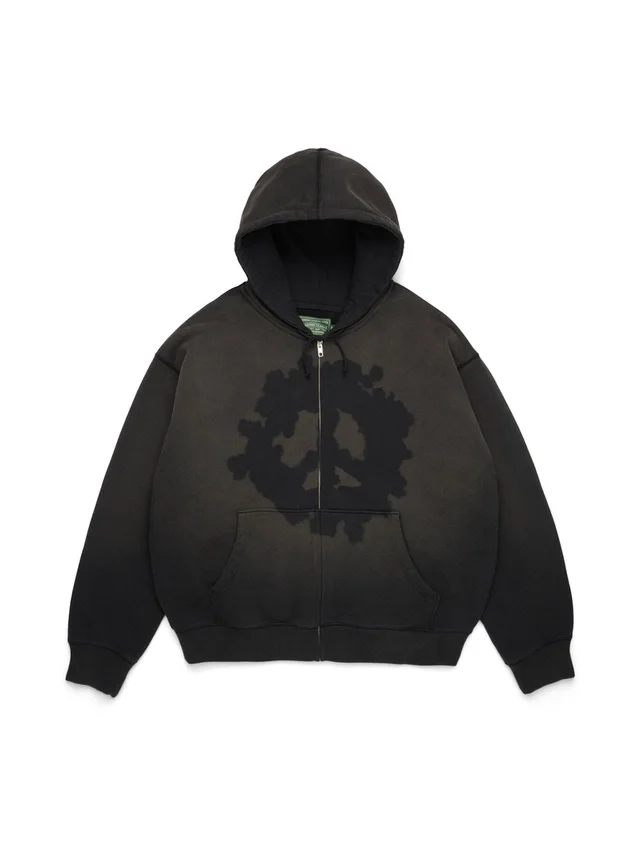 Peace Wreath Knockout Zip Hoodie Svart
