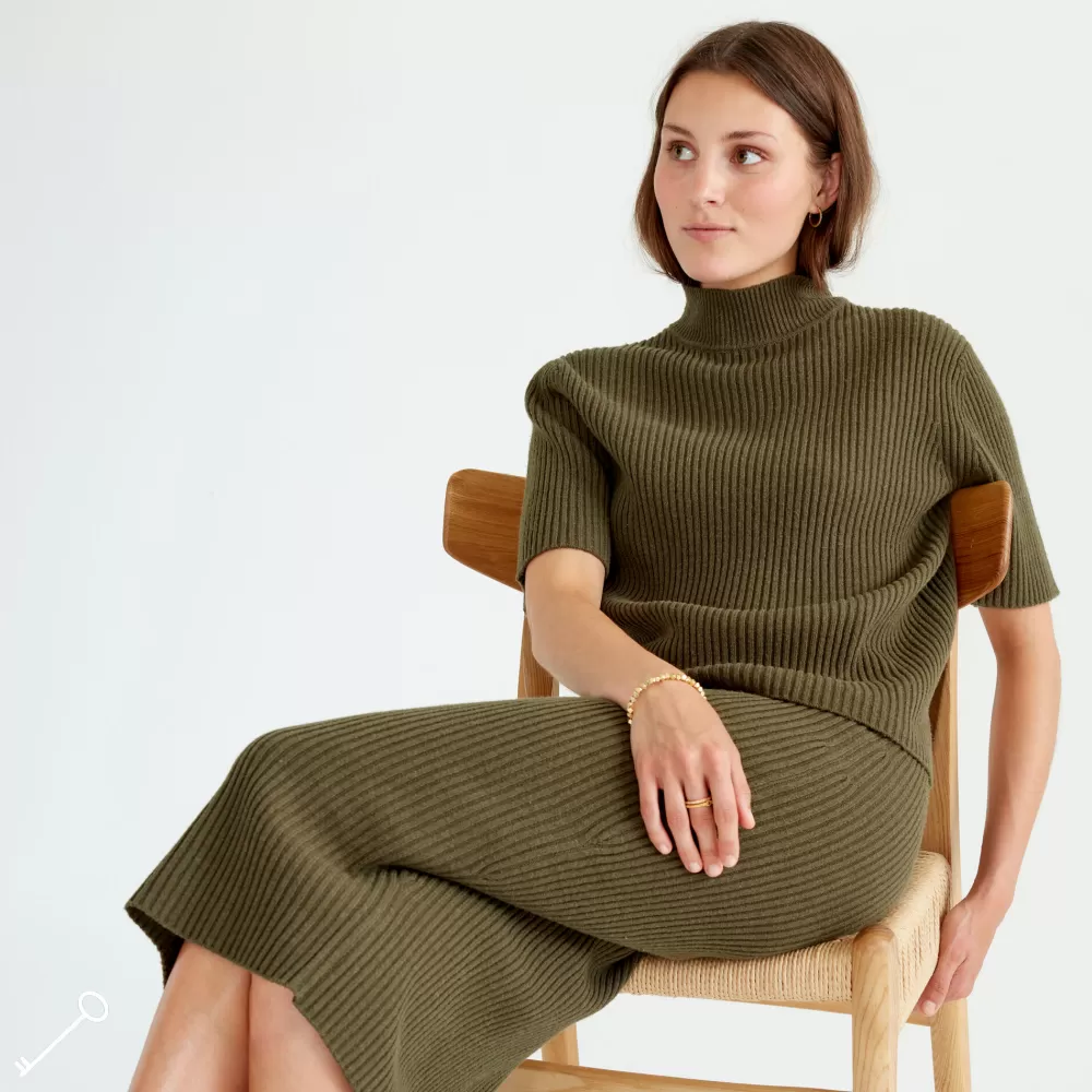 Fashion Pierre Robert Vadlang Kjol Ull Olive Green - Bild 3