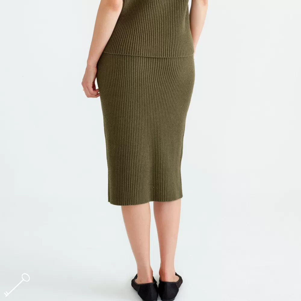 Cheap Pierre Robert Vadlang Kjol Ull Olive Green - Bild 5